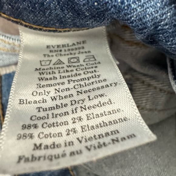 Everlane The Cheeky Classic Blue Raw Hem High Rise Cotton Jeans Size 26 - Picture 8 of 11